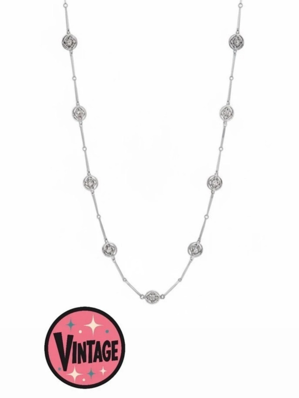 VTG Avon 1977 Flowerlace Blooming Lotus Station Necklace Silver Tone EUC
